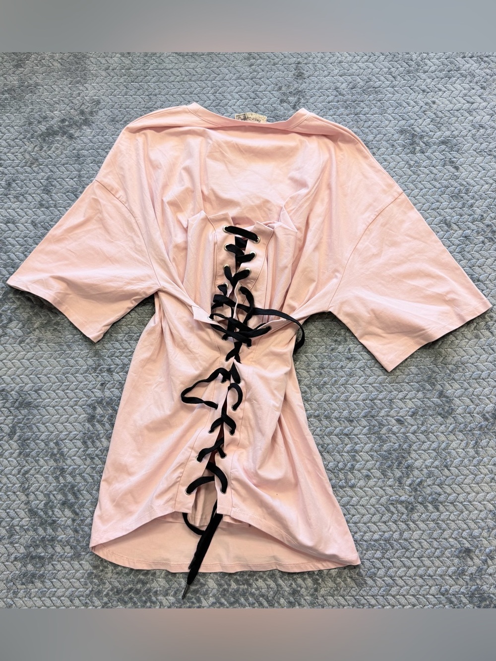 Bear Dance Lace-Up Oversized Pink T-Shirt Dress Size Large